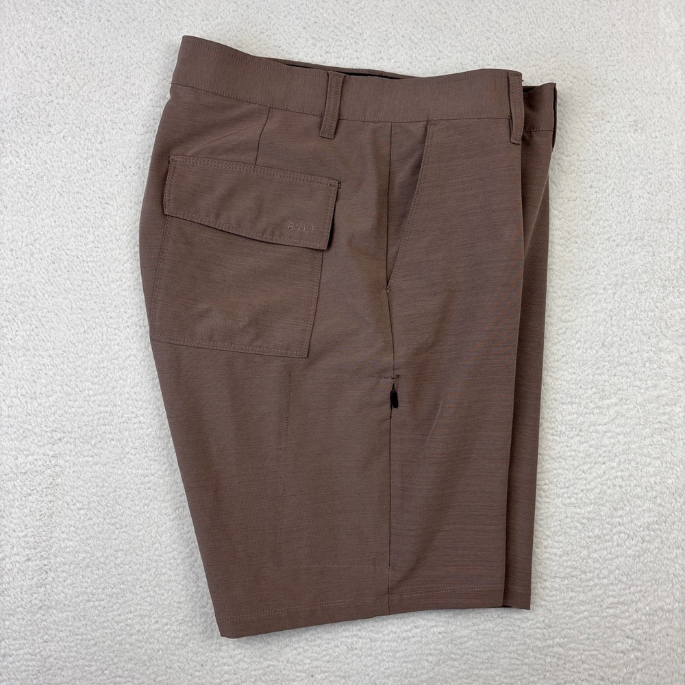 BYLT 'Kinetic Shorts' Mens Large Pink/Brown 9" Stretch Chino Golf Flex Tech